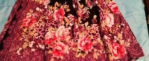 Mini skirt-black and purple with pink roses